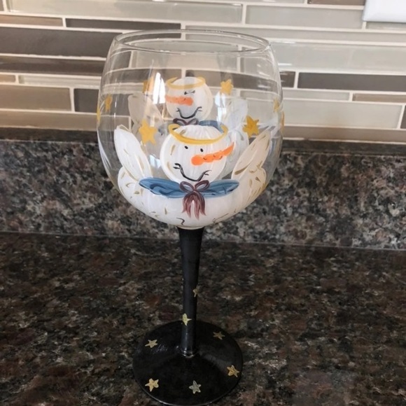 Pier One Snowman Wine Glass NWOT